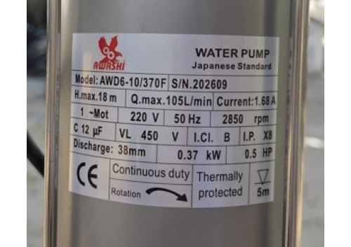 Bơm thả chìm thân inox không phao Awashi AWD6-10/370F