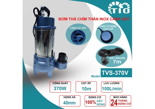 bơm thả chìm thân inox cánh cắt có phao 370W